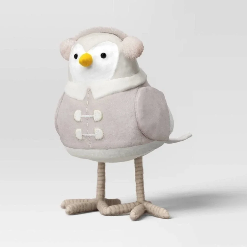 Featherly Friends Bird Christmas‎ Figurine Wearing Gray Earmuffs Wondershop